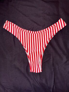 Small Red and White Striped Bikini Bottom